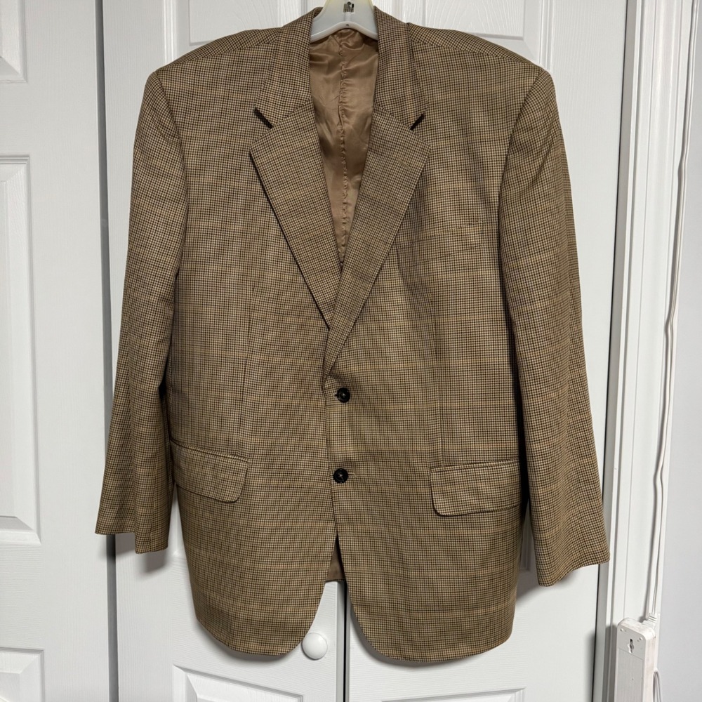 Brooks Brothers Golden Fleece Caruso Silk Wool Check Blazer Sport Coat Italy 44
